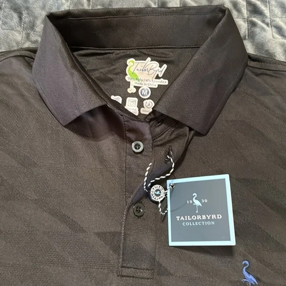 TailorByrd NWT Men’s Black Textured Polo - Picture 3 of 9
